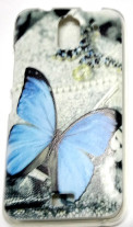 Силиконов гръб ТПУ за Huawei Y3 Y360 сив със синя пеперуда